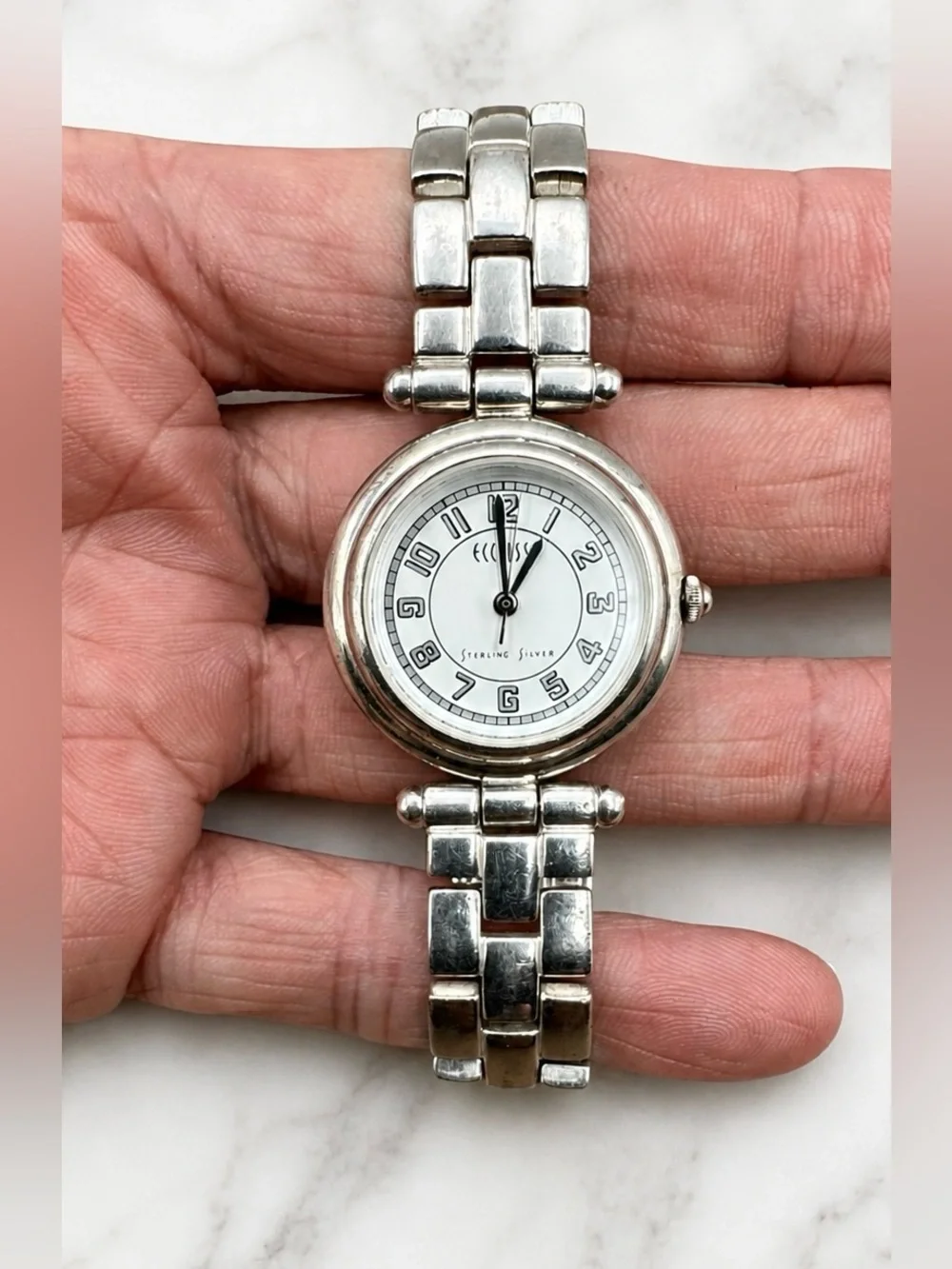 Ecclissi Designer Solid Sterling Silver And Stainless Steel Womens Watch 6.75